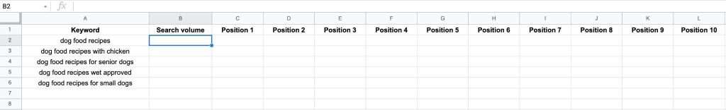 keyword research google sheet