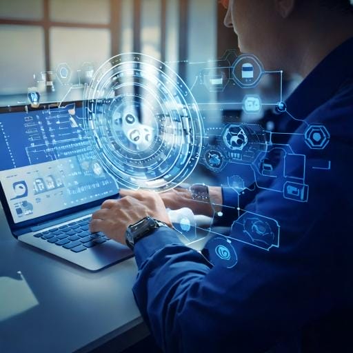 Person using SEO automation⁣ tools on a laptop